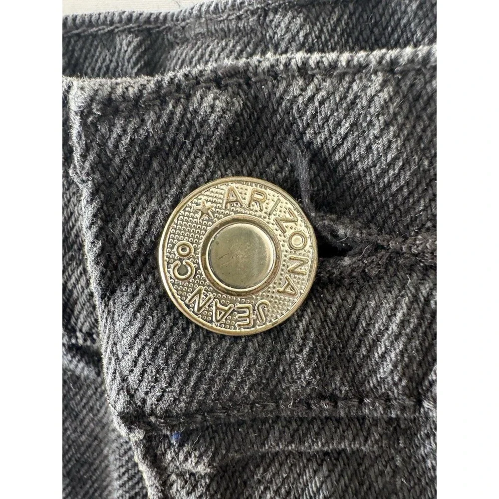 Arizona Jean Co. Denim Shorts Mens Black Dark Wash Baggy 5-Pocket Button Logo